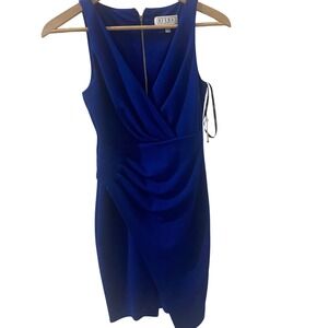 Siena Royal Blue Surplice Draped Sheath Dress SATP1127 Size 0 NWT